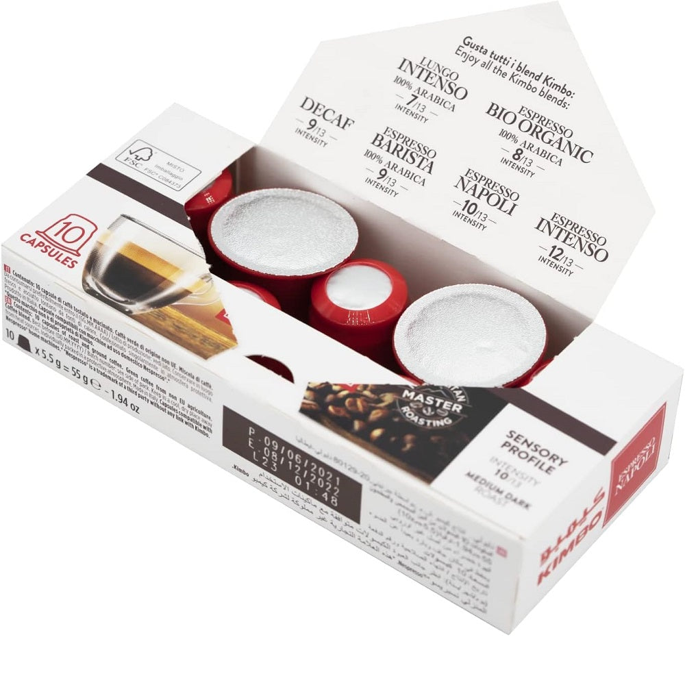Kimbo Capsule Espresso Napoli coffee capsules 10x5,5g Nespresso Compat –  Italian Gourmet UK