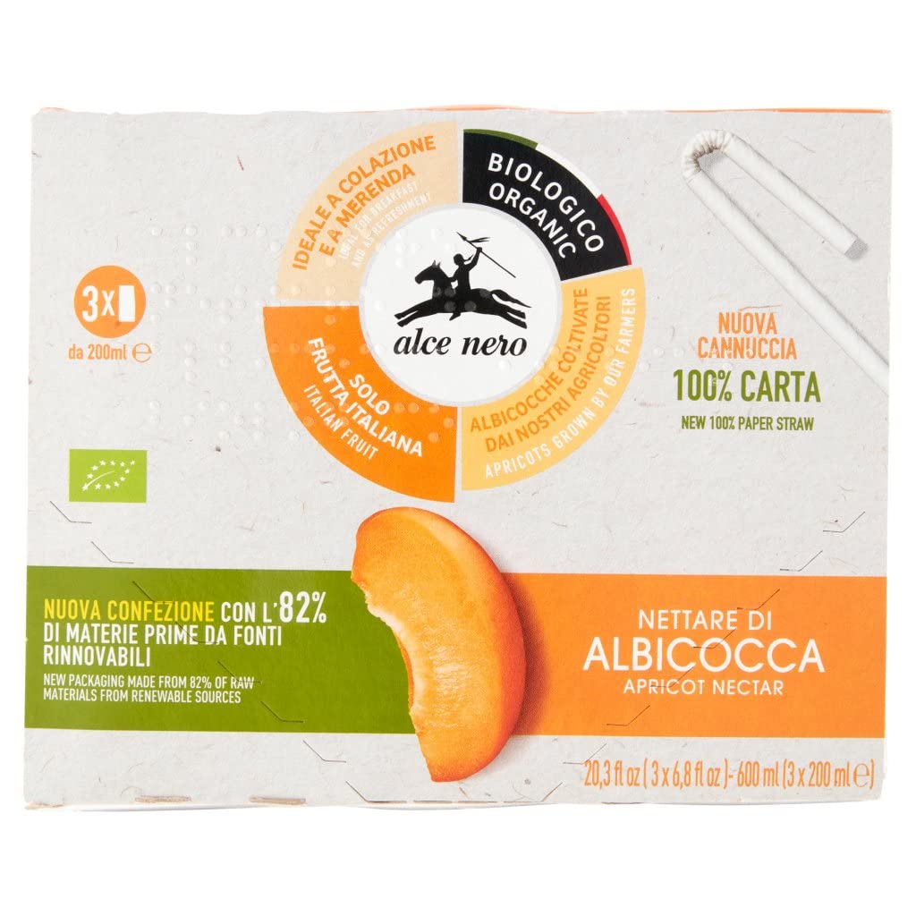 Alce Nero Nettare Biologico di Albicocca Organic Apricot Nectar 3 Brik –  Italian Gourmet UK