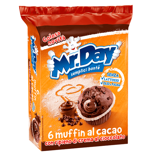 Mr Day Muffin al Cacao cocoa muffin with chocolate cream 252g – Italian  Gourmet UK