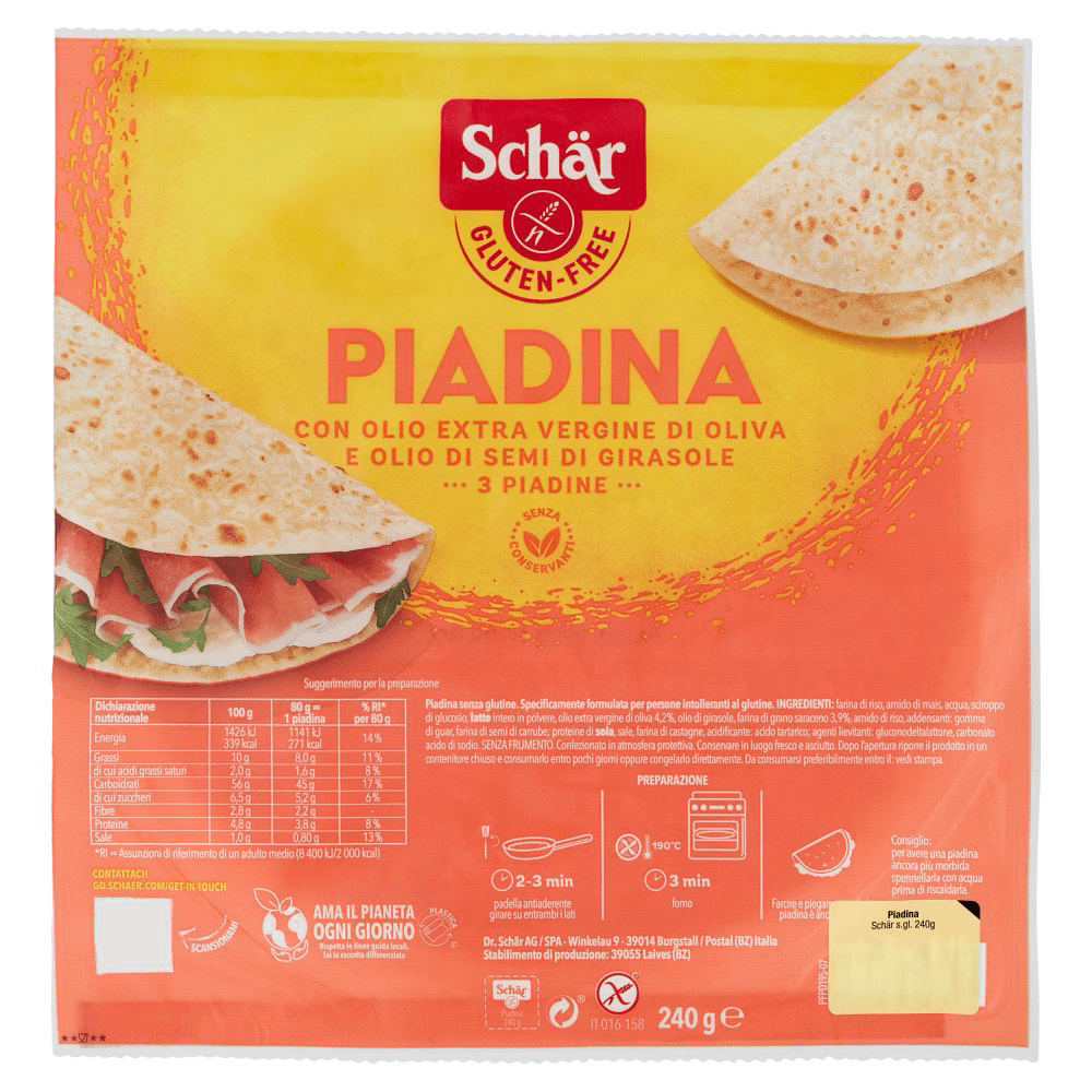 Schär Piadina senza Glutine gluten free 240g – Italian Gourmet UK