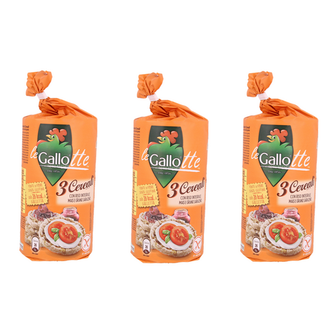 3x Gallo Gallotte ai tre cereali  Wholemeal rice cakes with 3 cereals 100gr