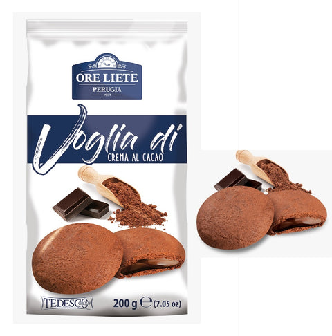 4x Ore Liete Voglia di Ripieno Crema al cacao  biscuits filled with cocoa cream 200gr