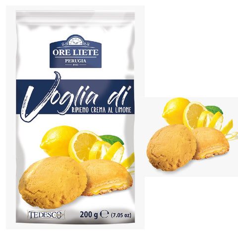 4x Ore Liete Voglia di Ripieno crema al limone biscuits filled with lemon cream 200gr