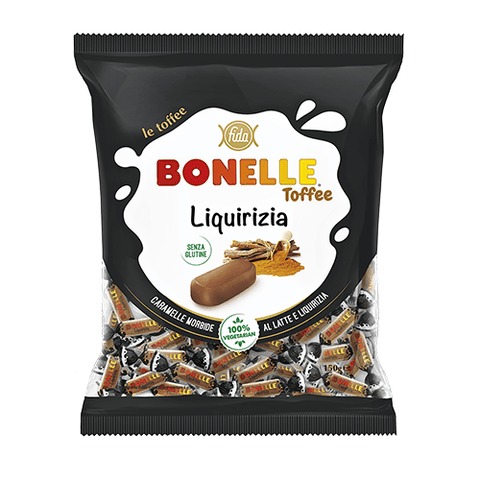 Fida sweet Bonelle Toffee Liquirizia Soft candies with liquorice 150g